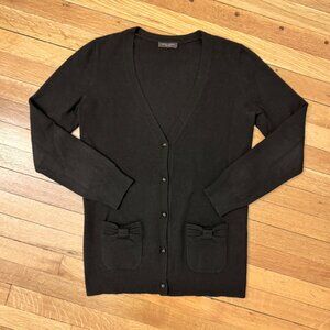 Henri Bendel Cashmere Cardigan w. Bow Pockets - BLACK ONLY - READ CAREFULLY!